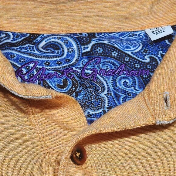 Robert Graham Orange LIghtweight Cotton Polo, Men's XXL - Picture 2 of 6